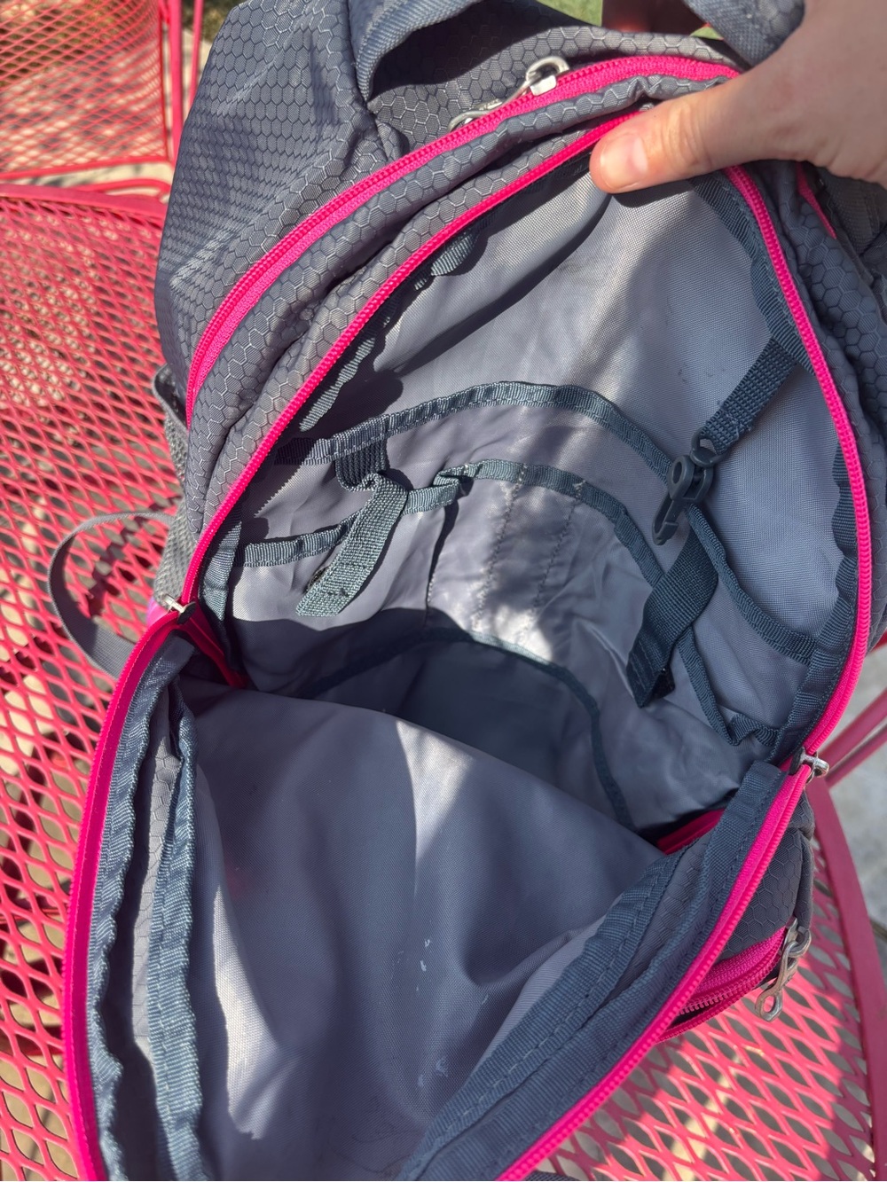 adidas Gray and Pink Women's Backpack with Patterned Front - Picture 4 of 5